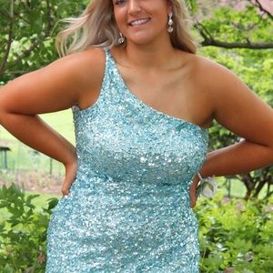 Sherri Hill Aqua Prom Dress